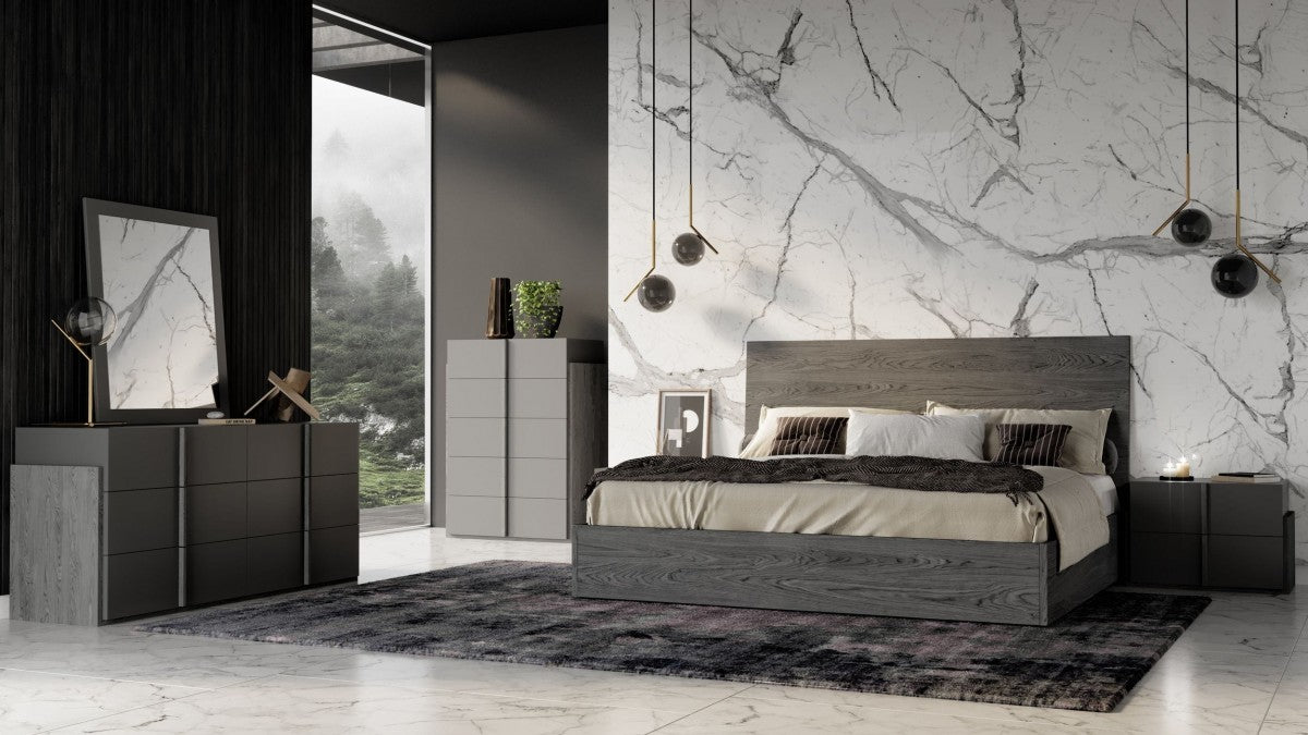 VIG Furniture - Nova Domus Lucia Italian Modern Matte Grey - Elm Grey Bed - VGACLUCIA-GRY-BED - GreatFurnitureDeal