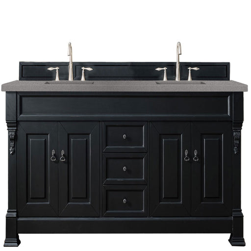 James Martin Furniture - Brookfield 72" Antique Black Double Vanity w- 3 CM Grey Expo Quartz Top - 147-114-5731-3GEX - GreatFurnitureDeal