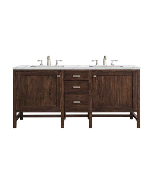 James Martin Furniture - Addison 60" Double Vanity Cabinet, Mid Century Acacia, w/ 3 CM Ethereal Noctis Quartz Top - E444-V60D-MCA-3ENC - GreatFurnitureDeal