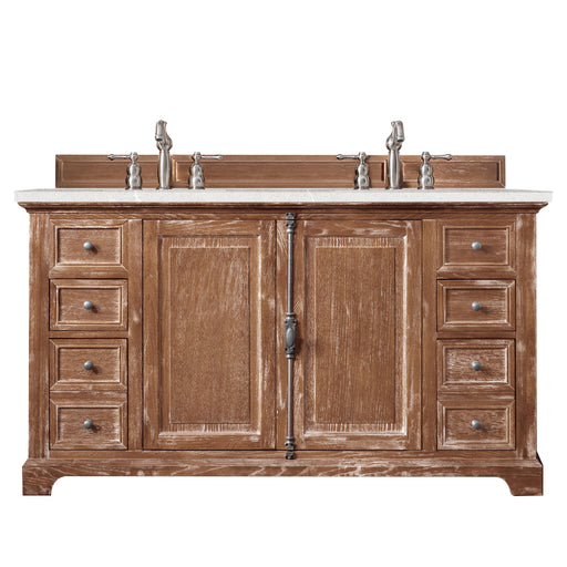 James Martin Furniture - Providence 60" Double Vanity Cabinet, Driftwood, w- 3 CM Eternal Serena Quartz Top - 238-105-5611-3ESR - GreatFurnitureDeal