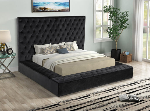Myco Furniture - Jake Velvet Platform Queen Bed with Footboard & Side Storage, Black - JA8019N-Q-BK - GreatFurnitureDeal