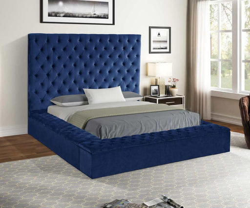 Myco Furniture - Jake Queen Upholstered Platform Storage Bed, Blue - JA8021-Q-BU - GreatFurnitureDeal