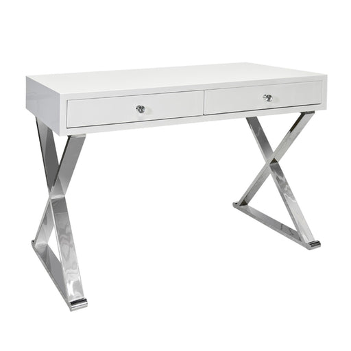 Worlds Away - Desk and Two Drawer in White Lacquer - JARED WHSS - GreatFurnitureDeal