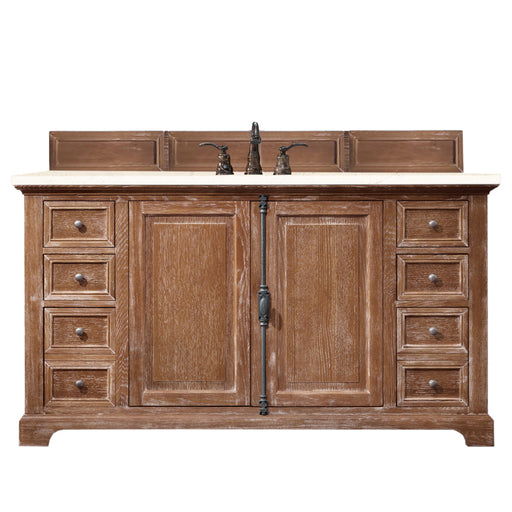 James Martin Furniture - Providence 60" Single Vanity Cabinet, Driftwood, w- 3 CM Eternal Marfil Quartz Top - 238-105-5311-3EMR - GreatFurnitureDeal