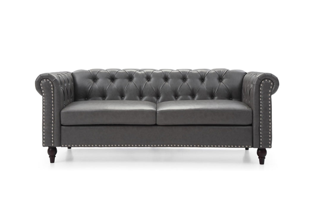Myco Furniture - Jenson Sofa, Charcoal Gray PU - JE3021-S