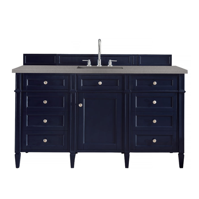 James Martin Furniture - Brittany 60" Victory Blue Single Vanity w- 3 CM Grey Expo Quartz Top - 650-V60S-VBL-3GEX - GreatFurnitureDeal