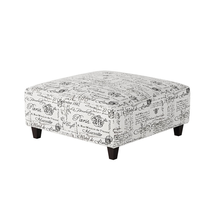 Southern Home Furnishings - Francaise Ebony 38"Cocktail Ottoman in Multi - 109-C Francaise Ebony - GreatFurnitureDeal