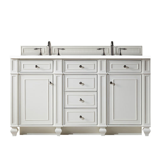 James Martin Furniture - Bristol 60" Double Vanity, Bright White, w- 3 CM Classic White Quartz Top - 157-V60D-BW-3CLW - GreatFurnitureDeal