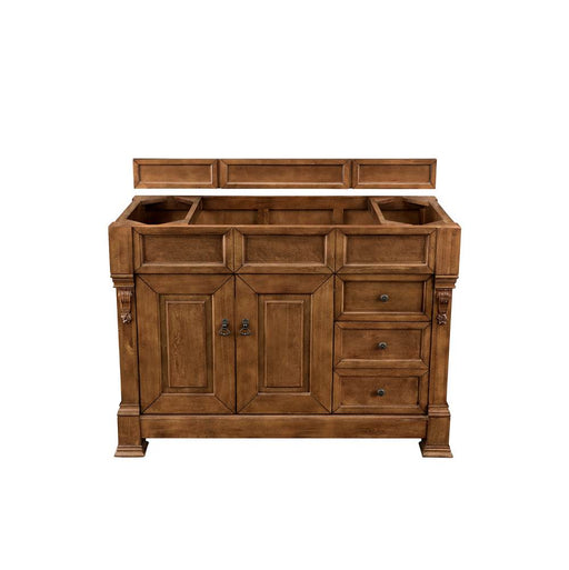 James Martin Furniture - Brookfield 48" Country Oak Single Vanity  w- 3 CM Eternal Jasmine Pearl Quartz Top - 147-114-5276-3EJP - GreatFurnitureDeal