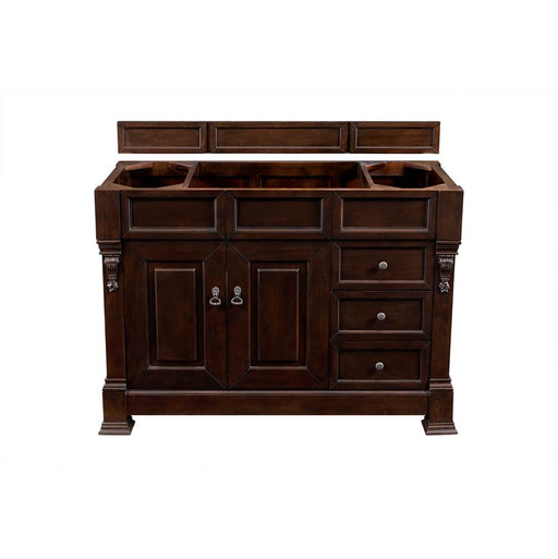 James Martin Furniture - Brookfield 48" Burnished Mahogany Single Vanity  w- 3 CM Grey Expo Quartz Top - 147-114-5266-3GEX - GreatFurnitureDeal