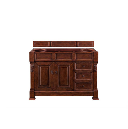 James Martin Furniture - Brookfield 48" Warm Cherry Single Vanity  w- 3 CM Charcoal Soapstone Quartz Top - 147-114-5286-3CSP - GreatFurnitureDeal