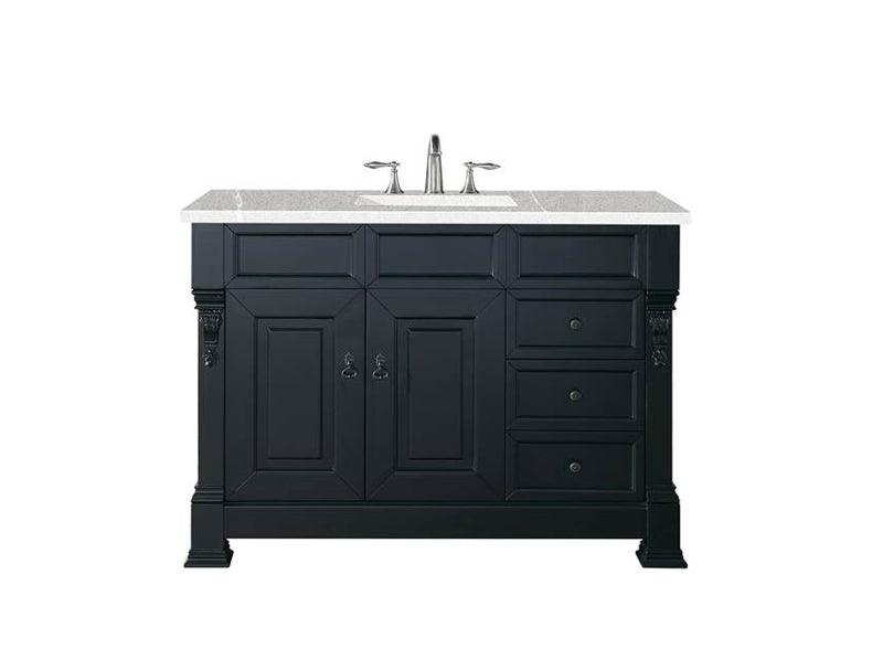 James Martin Furniture - Brookfield 48" Antique Black Single Vanity  w- 3 CM Eternal Serena Quartz Top - 147-114-5236-3ESR - GreatFurnitureDeal