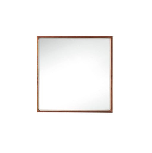 James Martin Furniture - Milan 35.4" Square Cube Mirror, Mid Century Walnut - 803-M35.4-WLT - GreatFurnitureDeal