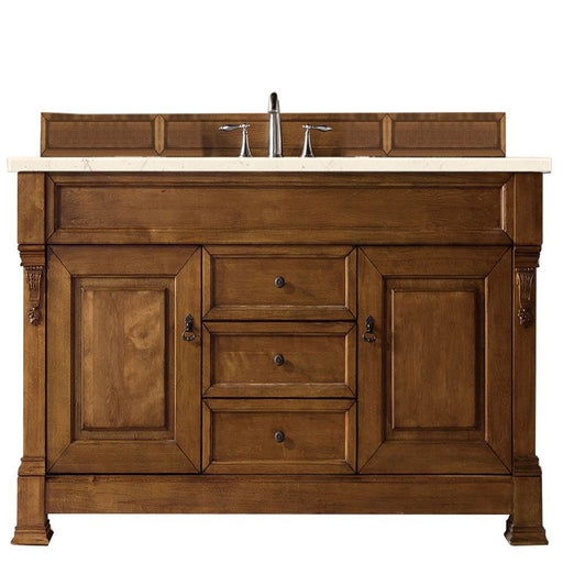 James Martin Furniture - Brookfield 60" Country Oak Single Vanity w- 3 CM Eternal Marfil Quartz Top - 147-114-5371-3EMR - GreatFurnitureDeal