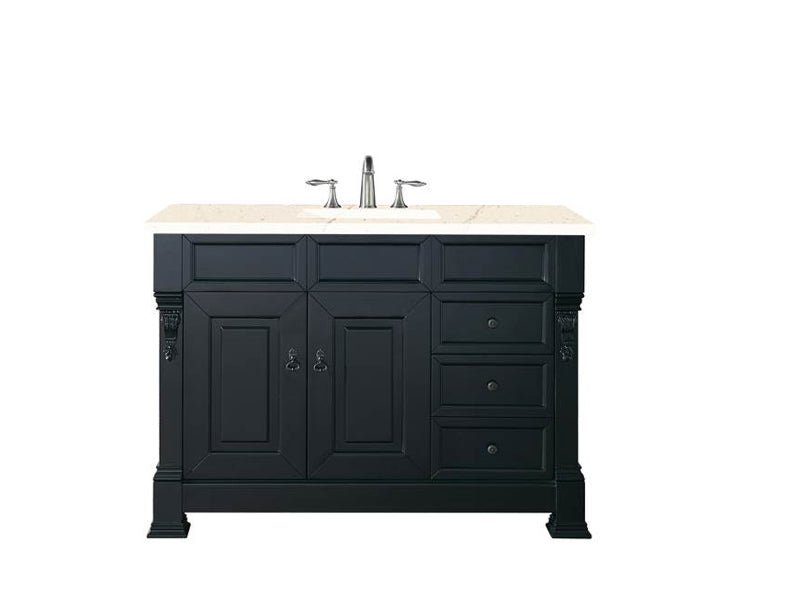 James Martin Furniture - Brookfield 48" Antique Black Single Vanity  w- 3 CM Eternal Marfil Quartz Top - 147-114-5236-3EMR - GreatFurnitureDeal