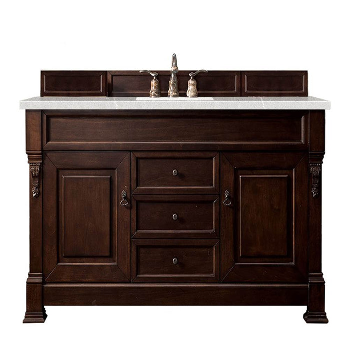 James Martin Furniture - Brookfield 60" Burnished Mahogany Single Vanity w- 3 CM Eternal Serena Quartz Top - 147-114-5361-3ESR - GreatFurnitureDeal