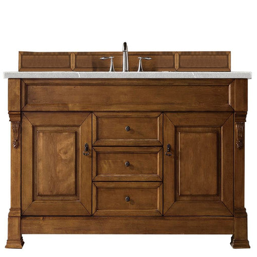 James Martin Furniture - Brookfield 60" Country Oak Single Vanity w- 3 CM Eternal Serena Quartz Top - 147-114-5371-3ESR - GreatFurnitureDeal