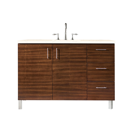 James Martin Furniture - Metropolitan 48" Single Vanity, American Walnut, w- 3 CM Eternal Marfil Quartz Top - 850-V48-AWT-3EMR - GreatFurnitureDeal