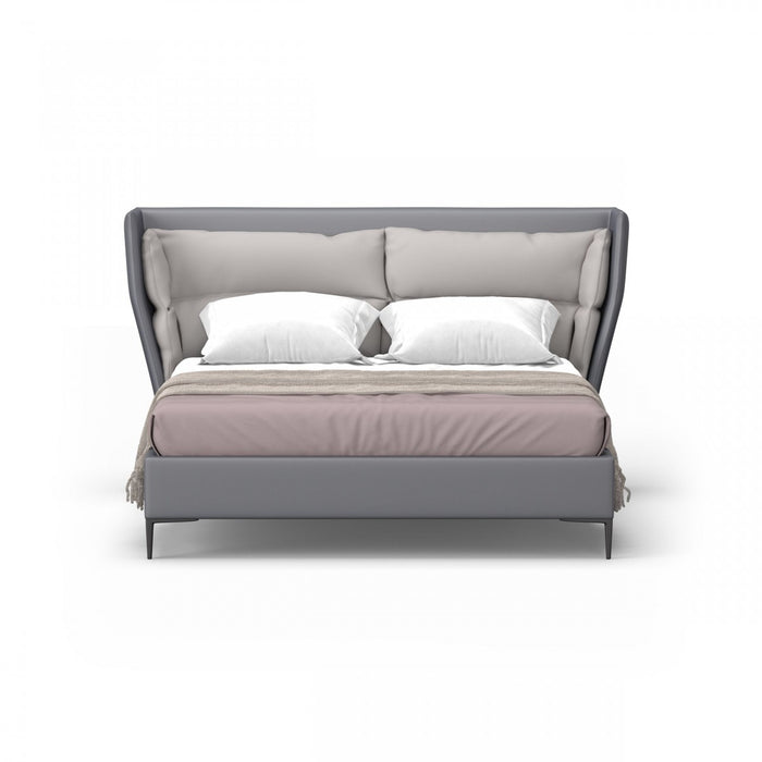 VIG Furniture - Modrest Jolene - Eastern King Dark & Light Grey Leatherette Bed - VGBBMA2013K-GRY-BED-EK - GreatFurnitureDeal