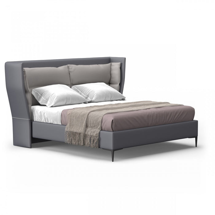 VIG Furniture - Modrest Jolene - Eastern King Dark & Light Grey Leatherette Bed - VGBBMA2013K-GRY-BED-EK