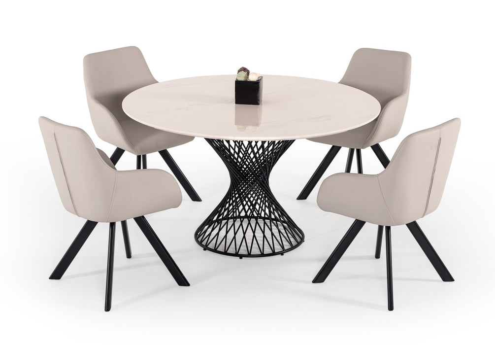 VIG Furniture - Modrest Joyce Modern Round White Cultured Marble Dining Table - VGMAMIT-5167 - GreatFurnitureDeal