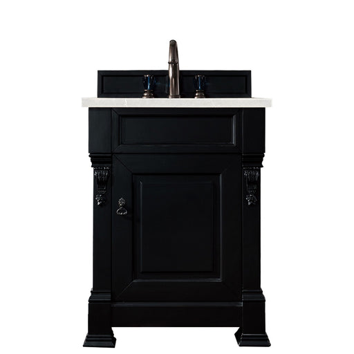 James Martin Furniture - Brookfield 26" Antique Black Single Vanity w- 3 CM Eternal Serena Quartz Top - 147-114-V26-AQB-3ESR - GreatFurnitureDeal