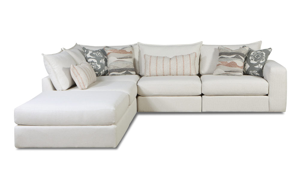 Southern Home Furnishings - Missionary Raffia Sectional in Off White - 7004-03 15 19KP 11R Missionary