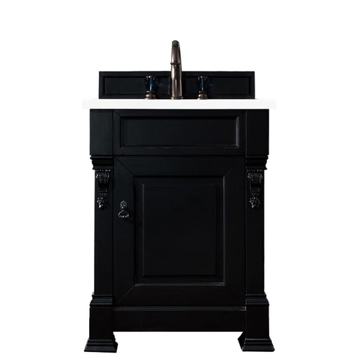 James Martin Furniture - Brookfield 26" Antique Black Single Vanity w- 3 CM Classic White Quartz Top - 147-114-V26-AQB-3CLW - GreatFurnitureDeal