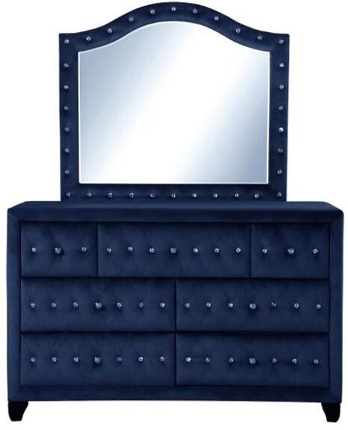 Myco Furniture - Josie Dresser with Mirror in Blue - JS400-DR-M - GreatFurnitureDeal
