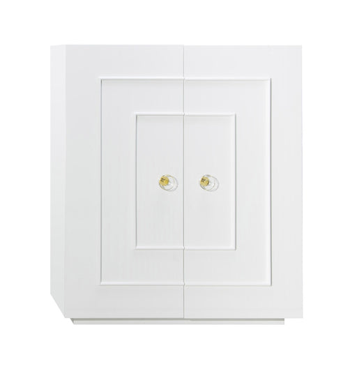 Worlds Away - Judd Two Door Dorm Cabinet With Acrylic Knobs In White Lacquer - JUDD WH