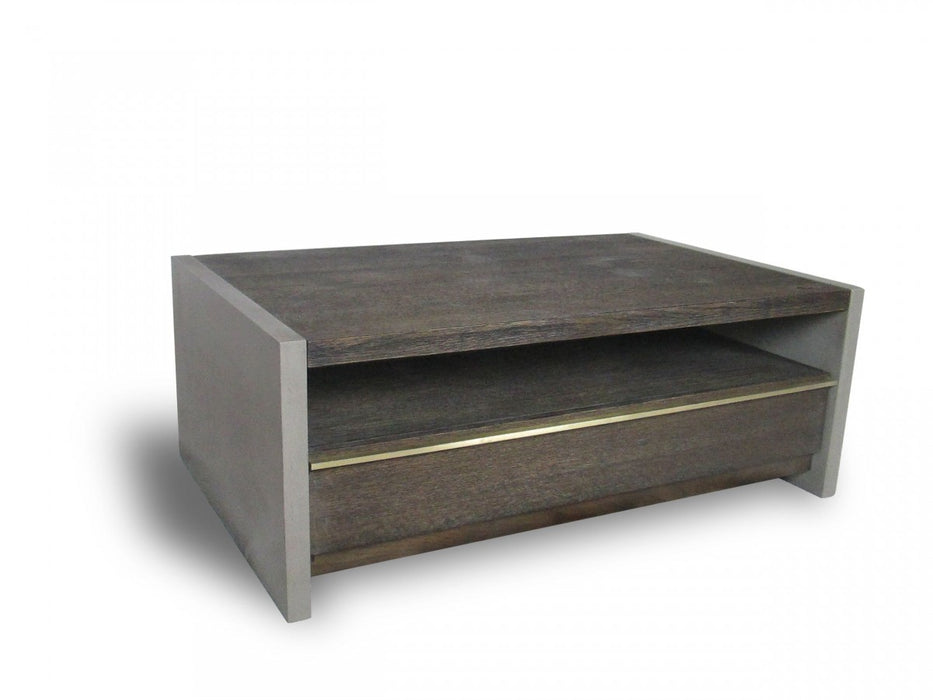 VIG Furniture - Modrest June Modern Dark Grey Concrete & Walnut Coffee Table - VGGR639081-WAL-CT