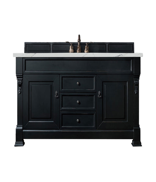 James Martin Furniture - Brookfield 60" Antique Black Single Vanity w/ 3 CM Ethereal Noctis Quartz Top - 147-114-5331-3ENC - GreatFurnitureDeal