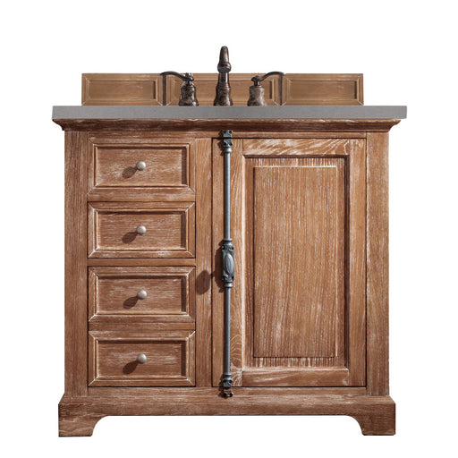 James Martin Furniture - Providence 36" Single Vanity Cabinet, Driftwood, w- 3 CM Grey Expo Quartz Top - 238-105-5511-3GEX - GreatFurnitureDeal