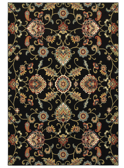 Oriental Weavers - Kashan Black/ Multi Area Rug - 9946K - GreatFurnitureDeal