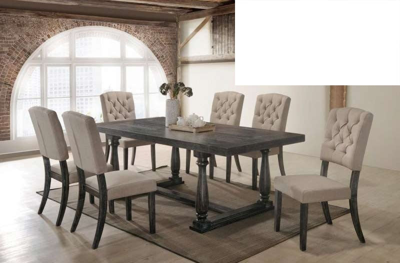 Mariano Furniture - Katrina Weathered Oak 7 Piece Rectangle Dining Table Set - BMKATRINA-RT-7SET