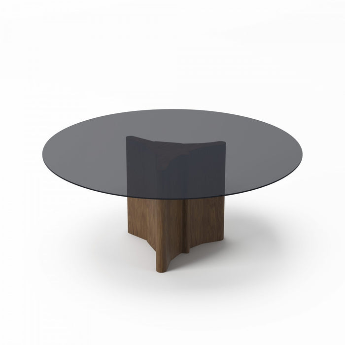 VIG Furniture - Modrest Kaye Modern Walnut Glass 59" Round Dining Table - VGBBMI2102A-BRN-DT - GreatFurnitureDeal