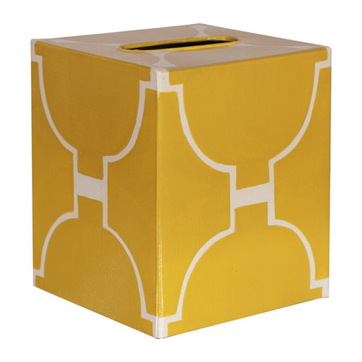 Worlds Away -  Kleenex Box Yellow and Cream Pattern - KBACADIAY - GreatFurnitureDeal