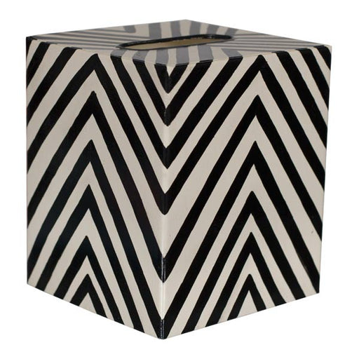 Worlds Away -  Kleenex Box Black and Cream Zebra - KBZE - GreatFurnitureDeal