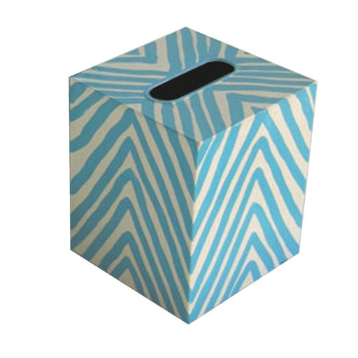 Worlds Away -  Kleenex Box Turquoise and Cream Zebra - KBZET