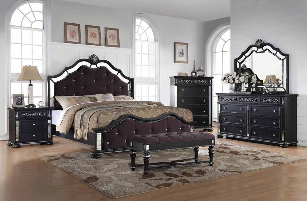 Myco Furniture - Kelly King Bed in Black - KE160-K - GreatFurnitureDeal