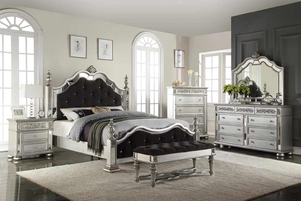 Myco Furniture - Kealynn 6 Piece King Bedroom Set in Silver - KE170-K-6SET - GreatFurnitureDeal