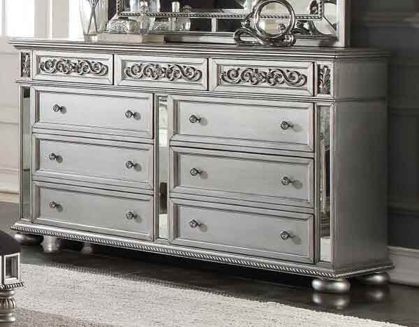 Myco Furniture - Kealynn Dresser with Mirror in Silver - KE170-DR-M - GreatFurnitureDeal