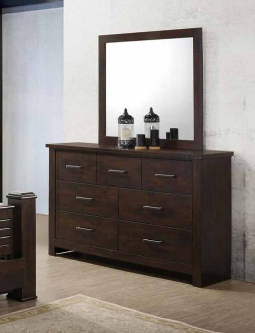 Myco Furniture - Kennedy Dresser with Mirror in Dark Brown - KE405-DR-M - GreatFurnitureDeal