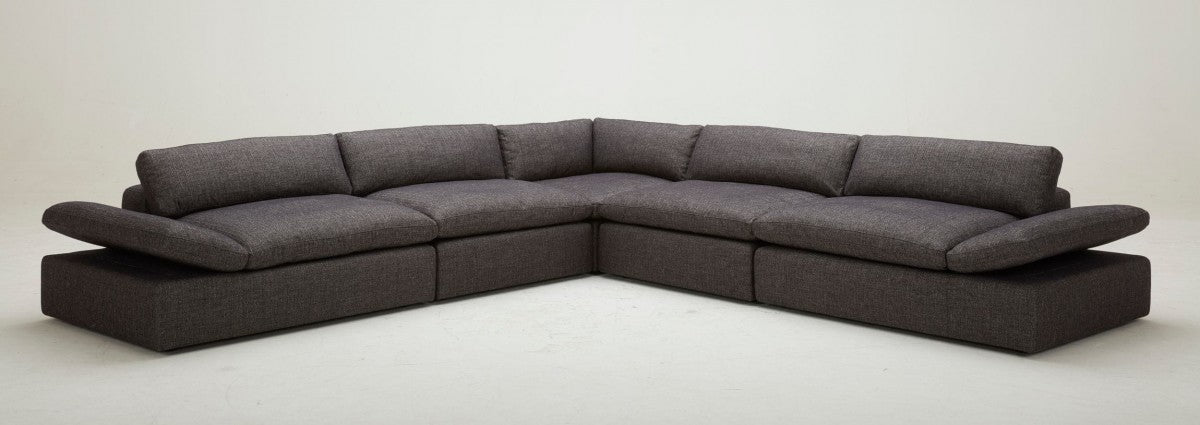 VIG Furniture - Divani Casa Kelly - Modern Dark Grey Fabric Sectional Sofa - VGKKKF2612-GREY-S