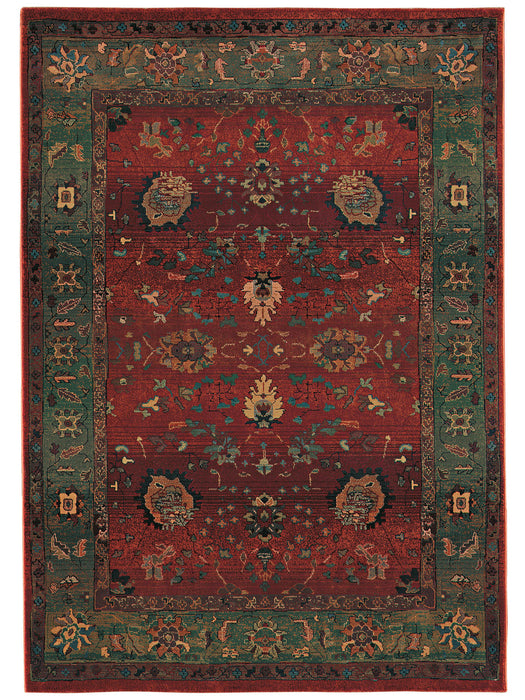 Oriental Weavers - Kharma Red/ Green Area Rug - 807C4 - GreatFurnitureDeal