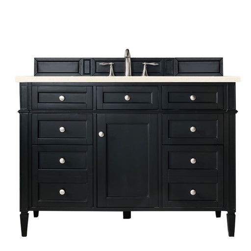 James Martin Furniture - Brittany 48" Black Onyx Single Vanity w- 3 CM Eternal Marfil Quartz Top - 650-V48-BKO-3EMR - GreatFurnitureDeal