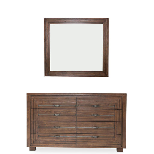 AICO Furniture - Carrollton Dresser with Mirror in Rustic Ranch - KI-CRLN050-060-407N - GreatFurnitureDeal