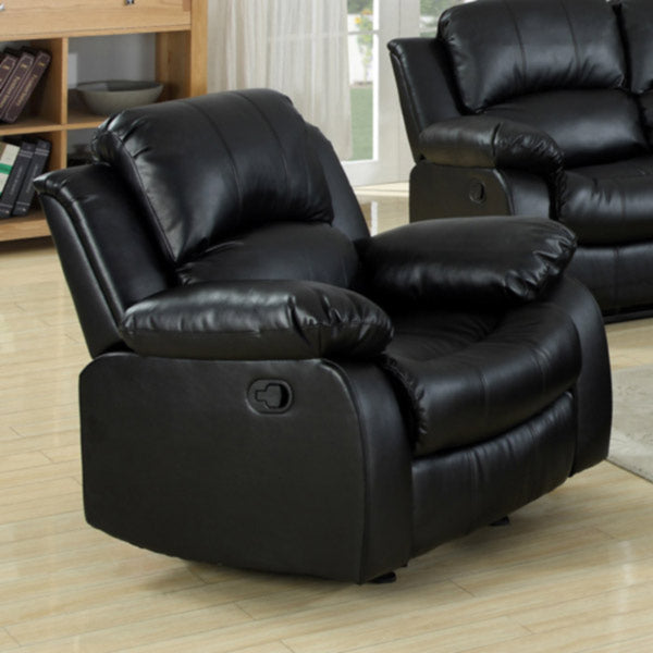 Myco Furniture - Kaden Leather Recliner Chair with Pillow Top In Black - 1075C-BLK