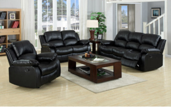 Myco Furniture - Kaden Leather Recliner Chair with Pillow Top In Black - 1075C-BLK