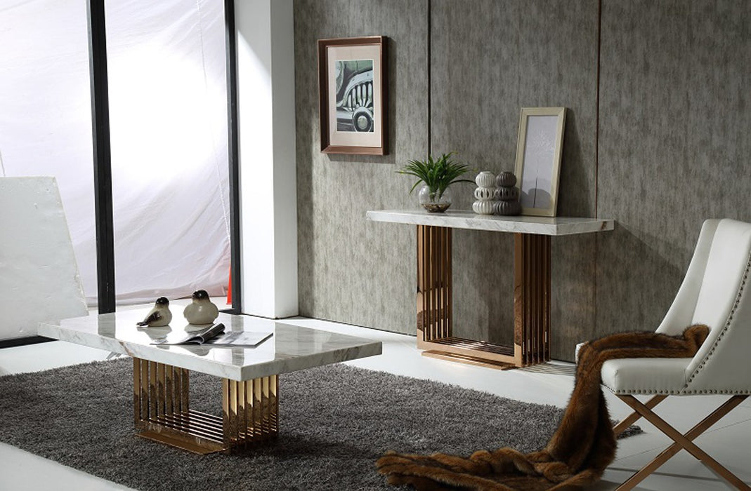 Vig Furniture - Modrest Kingsley Modern Marble & Rosegold Coffee Table - VGVCCT8933 - GreatFurnitureDeal